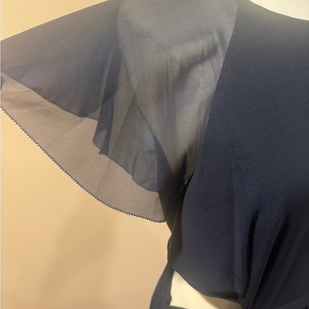 Joie Navy Multicolor Pleated Midi Dress - Picture 10 of 14